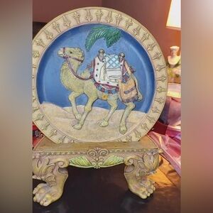 Decorative Camel Plate with Stand vintage